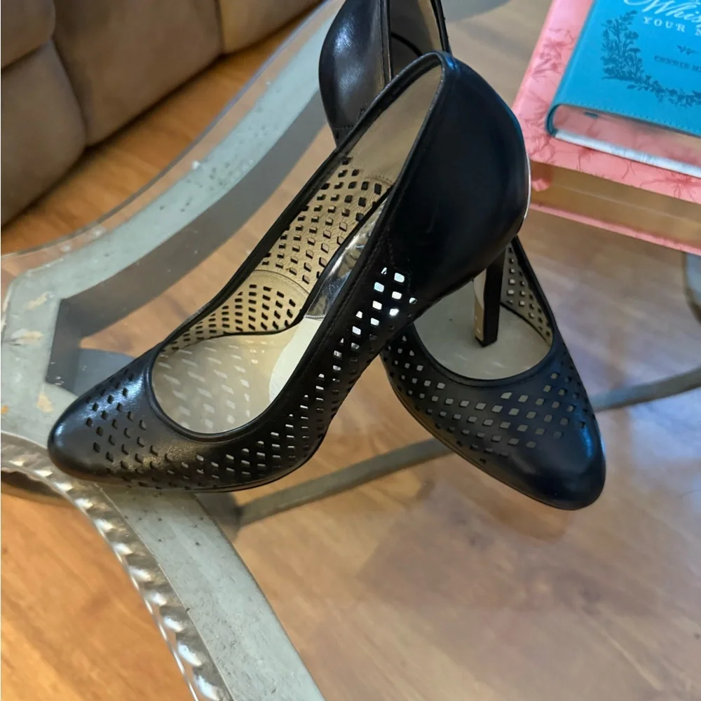Michael Kors Black Perforated Heels - Picture 1 of 4
